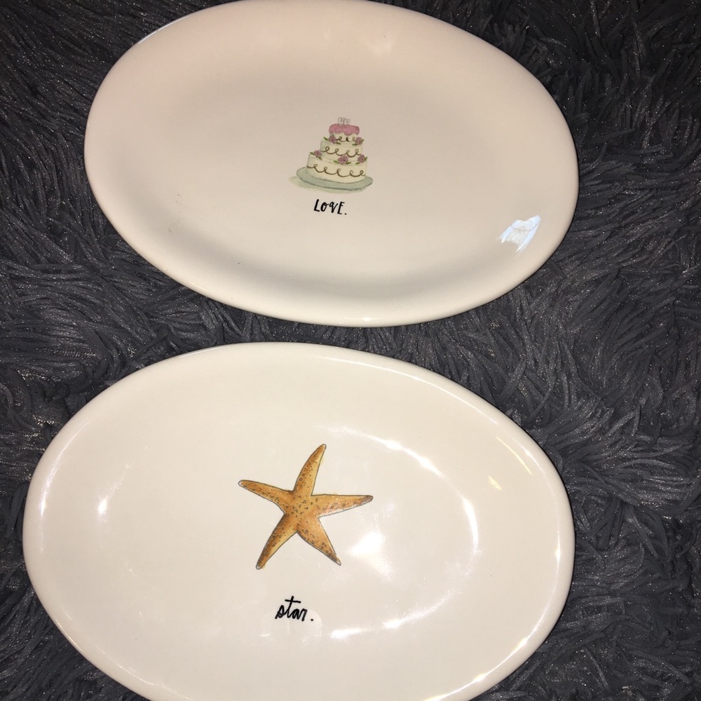 Rae Dunn Star And Love Oval Plates